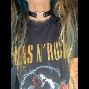 Leather Strap Heart Choker